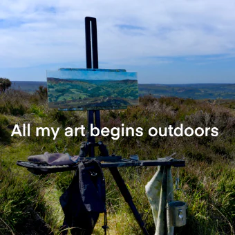 All my art begin outdoors - easel on the north york moors