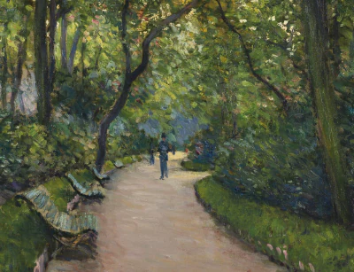A beautiful painting of trees altered to show how it would look with muddy dull colours