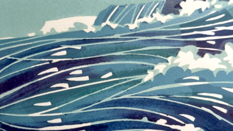 Detail of a linocut print